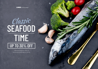 珍稀鱼类海报模板_沙丁鱼蔬菜海鲜餐饮餐厅宣传海报