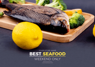 鱼宣传海报模板_美食餐饮餐厅海鲜宣传海报