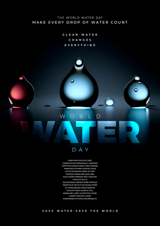 蓝色的水花海报模板_水滴水珠世界水日节日宣传海报