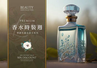 漂亮的香水瓶海报模板_商业香水广告玻璃