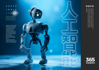 科幻电脑海报模板_人工智能机器人时尚科技宣传海报