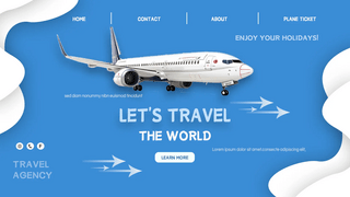 假期模板海报模板_曲线抽象云彩世界旅行飞机模板banner