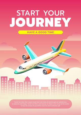 山坡晚霞海报模板_世界旅行飞机模板红色旅行海报 向量