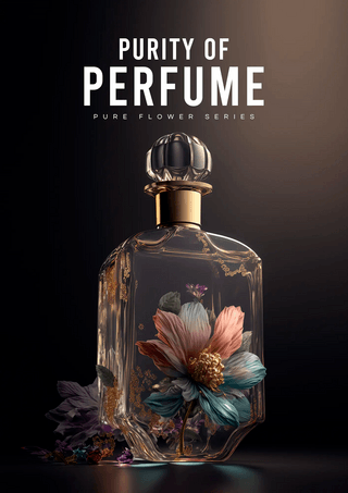 高级香水瓶海报模板_花卉香水香氛特写摄影时尚宣传海报