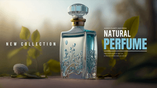 精油玻璃瓶海报模板_植物摄影男士香水香氛网页横幅
