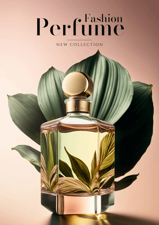 进口美妆海报模板_植物叶子女士香水香氛时尚宣传海报