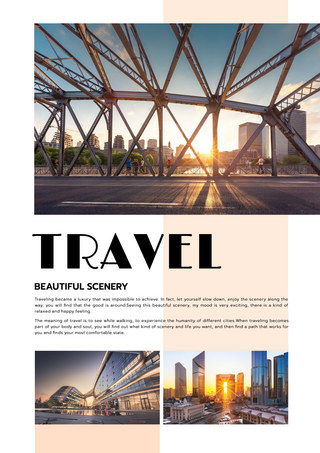 旅游主题简约宣传单城市旅行海报 向量