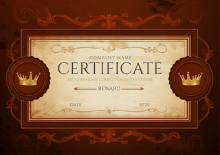 荣誉证书花边边框海报模板_复古欧式花边边框证书授权书