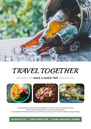主题旅行海报模板_旅游主题简约宣传单美丽旅行模版 向量