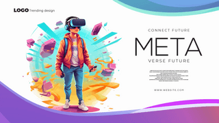 未来感海报模板_元宇宙vr虚拟现实游戏高科技网页横幅