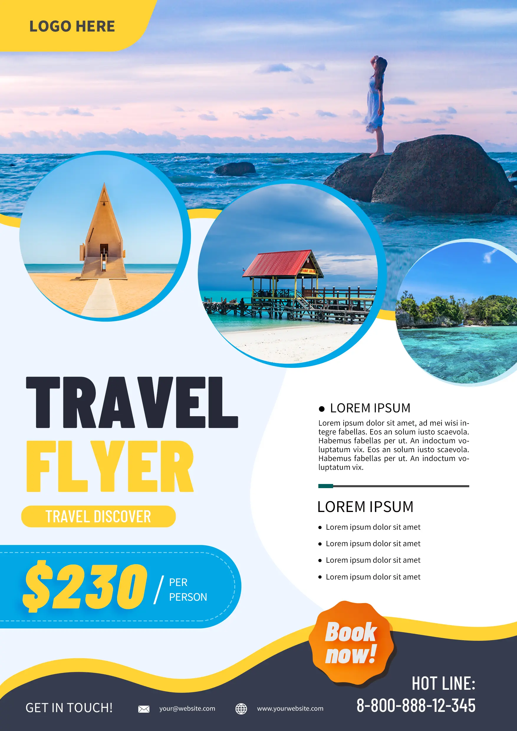 彩色几何色块旅行旅游宣传单海报图片