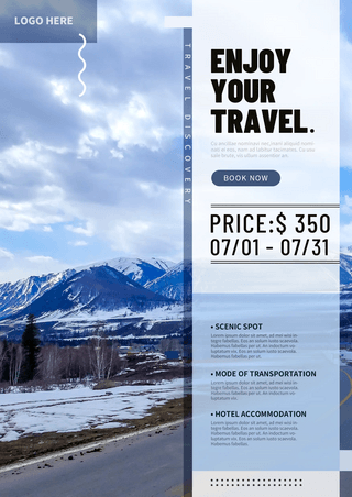 旅行社管理海报模板_简约旅游旅行主题宣传单
