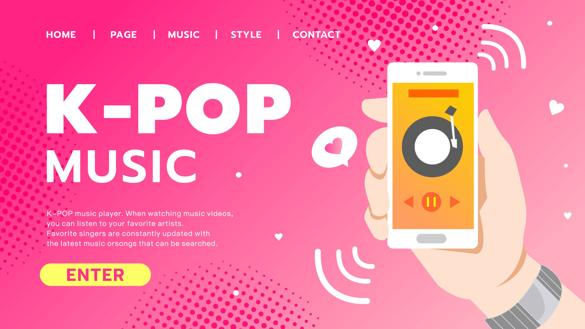 k-pop音乐模板彩色音乐页面 向量图片