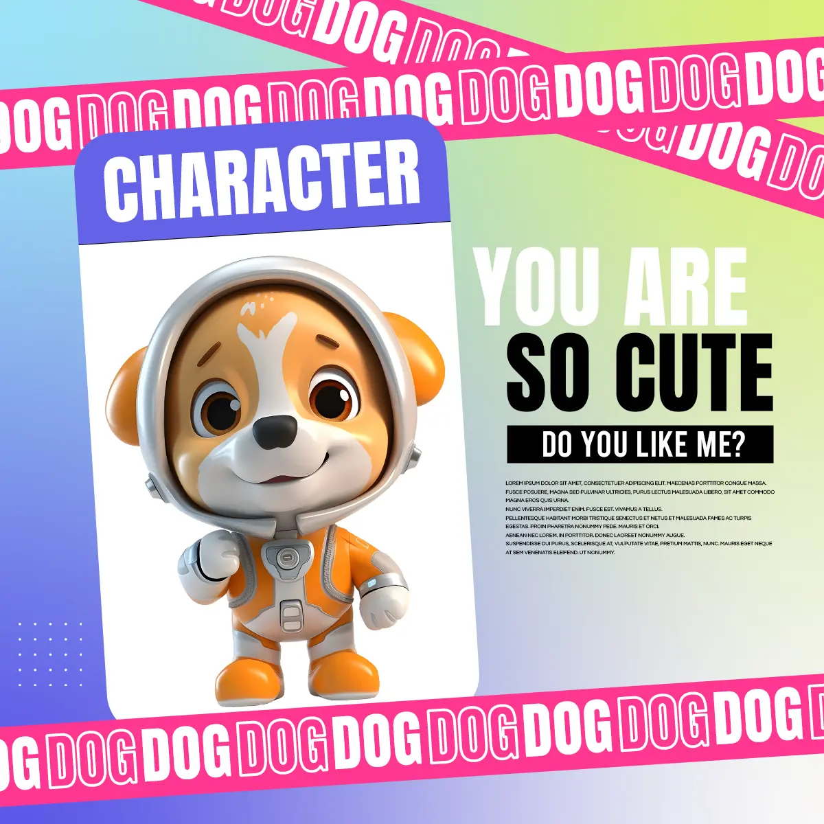 卡通可爱立体3d小狗动物宠物角色卡社交媒体广告图片