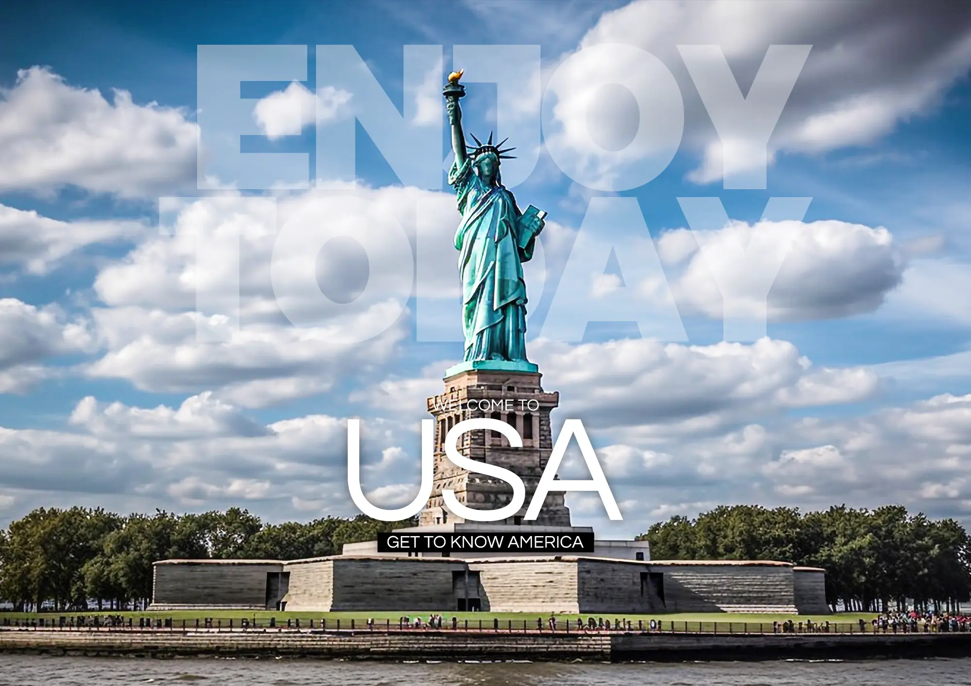 美国自由女神地标建筑环球旅行宣传海报图片