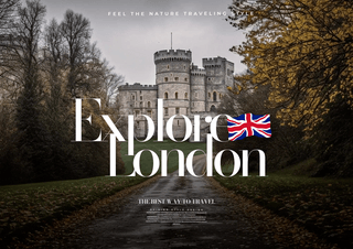 英国皇室城堡地标建筑环球旅行宣传海报