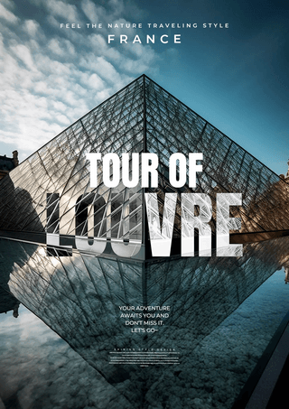 全球旅游海报模板_法国卢浮宫展览馆地标建筑物环球旅行海报