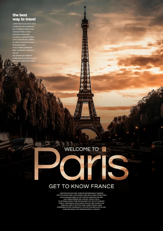 假日旅游海报模板_法国巴黎艾弗尔铁塔环球旅行度假海报