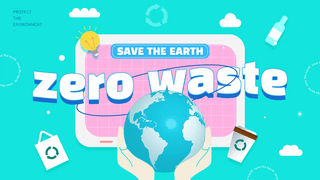 废物回收海报模板_保护环境地球零浪费绿色横幅
