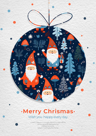 斯堪的纳维亚装饰图案海报模板_斯堪的纳维亚风格圣诞老人贺卡