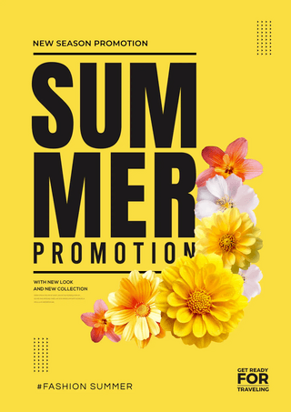 卡通字母0海报模板_花卉植物夏日促销艺术字海报
