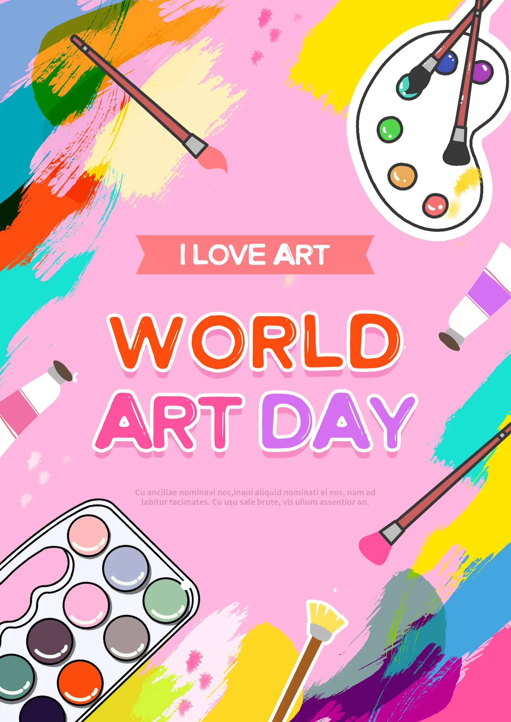 世界艺术日涂鸦风格节日海报图片