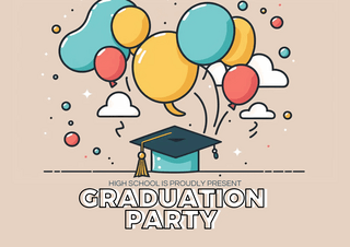 带着博士帽的铅笔海报模板_白云气球博士帽卡通可爱毕业典礼宣传海报