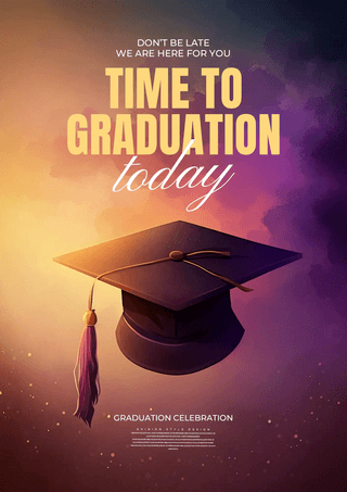 毕业季博士帽海报模板_博士帽渐变色彩毕业典礼宣传海报