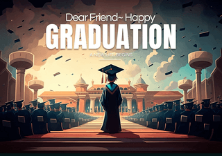 毕业典礼学生人物校园卡通宣传海报