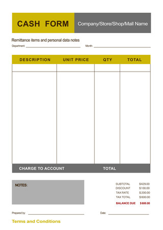 现金表单