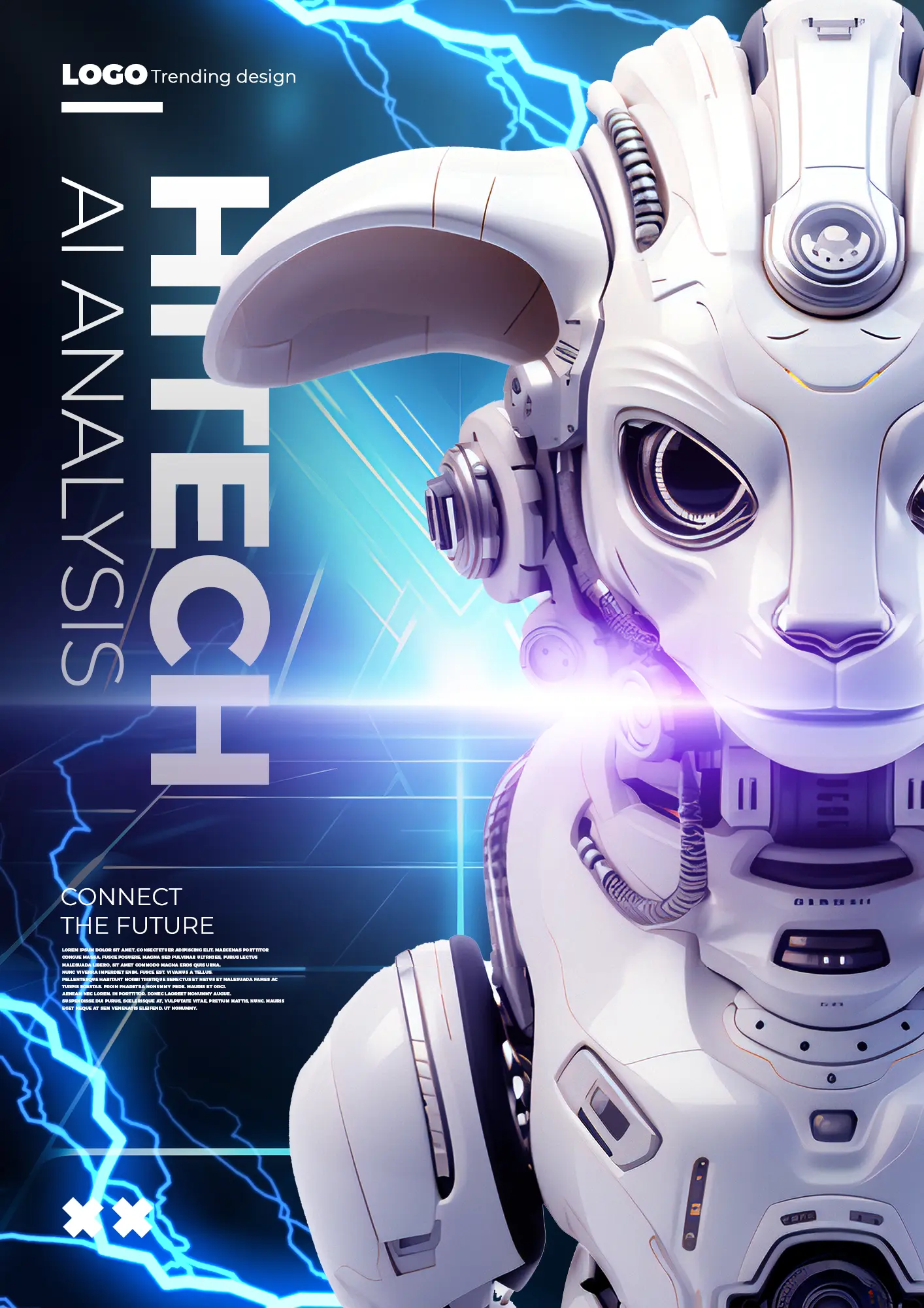 山羊人工智能机器人元宇宙赛博朋克科技海报图片