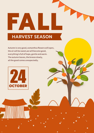 秋天景色海报模板_秋季主题模板秋季景色海报 向量