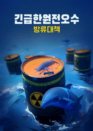塑料桶海报模板_蓝色海洋危害海报