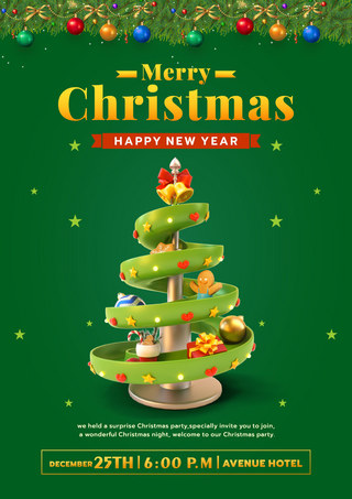 圣诞快乐模版海报模板_圣诞邀请函美丽圣诞树节日模版 向量