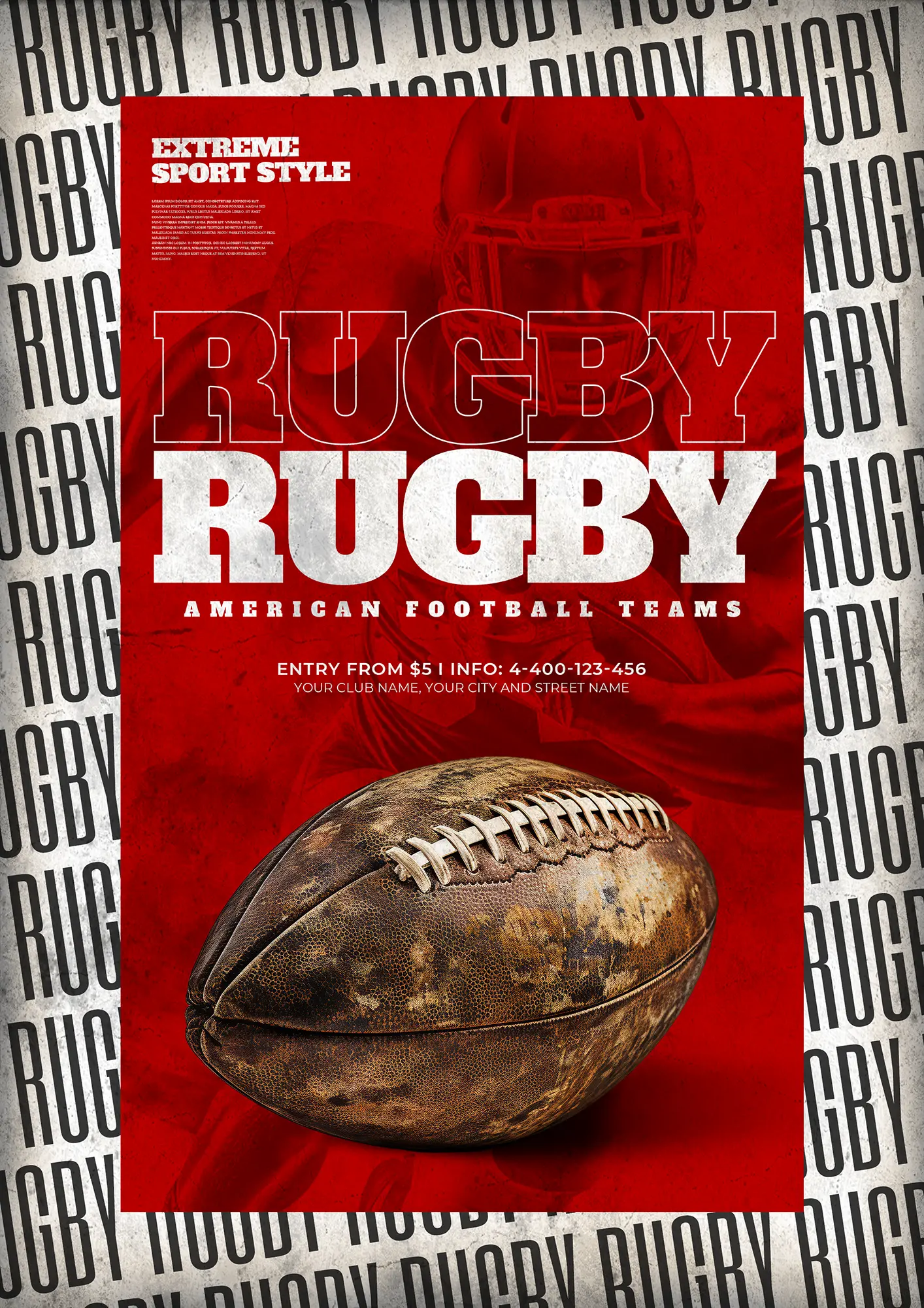 橄榄球时尚简约体育运动竞技俱乐部联赛海报图片