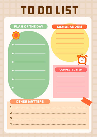 表格图海报模板_待办事项卡通模板彩色计划便签模版 向量