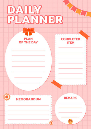 装饰粉红色海报模板_卡通待办事项模板粉红色计划模版 向量
