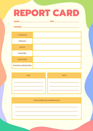 卡通报告卡模板彩色抽象图形报告卡 向量