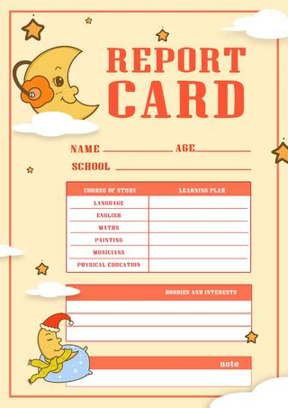 可爱月球海报模板_月亮星星卡通报告卡