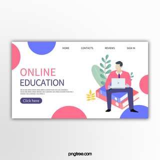 网页教育海报模板_彩色矢量在线教育网页设计