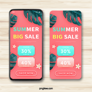 龟背竹真实海报模板_粉色龟背叶夏季手机端促销设计