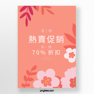 橙色矢量花朵边框夏季促销海报