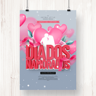 现代时尚浪漫葡萄牙情人节假期海报