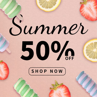 双色蝴蝶结海报模板_双色冰淇淋夏季草莓促销