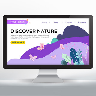 自然网页海报模板_蝴蝶元素自然网页设计