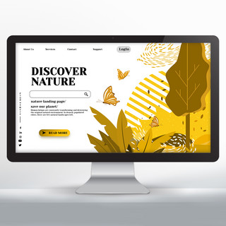 金黄蝴蝶元素自然网页设计