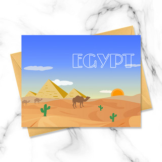 扁平埃及旅游明信片