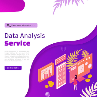 图表数据科技海报模板_简约紫色渐变seo服务宣传sns