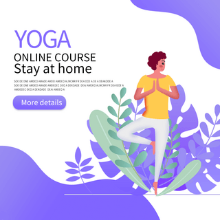 在线健身海报模板_紫色矢量在线瑜伽课程弹窗