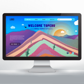 彩虹太阳海报模板_现代秘鲁旅游网站主页设计